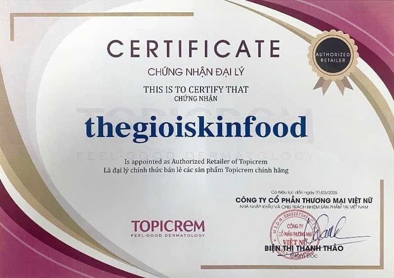 Thế Giới Skinfood - Đại lý phân phối chính hãng các sản phẩm TOPICREM tại Việt Nam