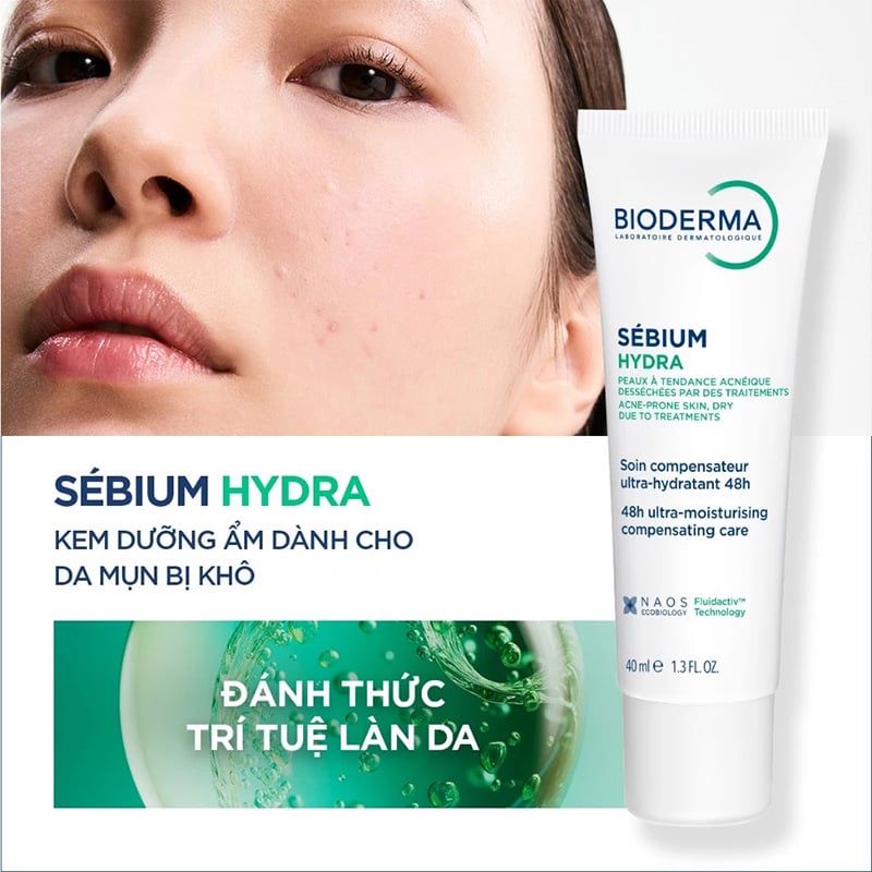 Kem Dưỡng Bioderma Cấp Nước, Làm Dịu Da Cho Da Mụn Sebium Hydra 40ml