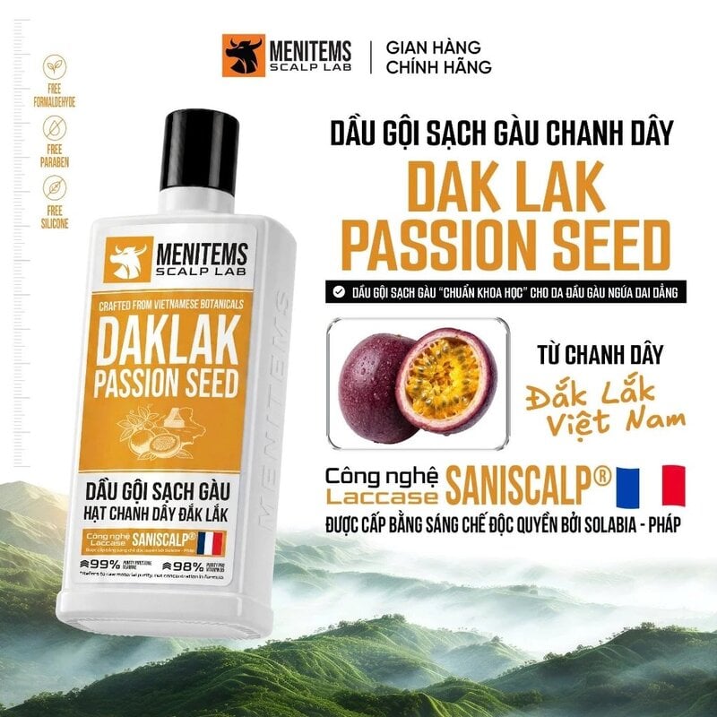 Dầu Gội Làm Sạch Gàu Chanh Dây Menitems Daklak Passion Seed 300ml