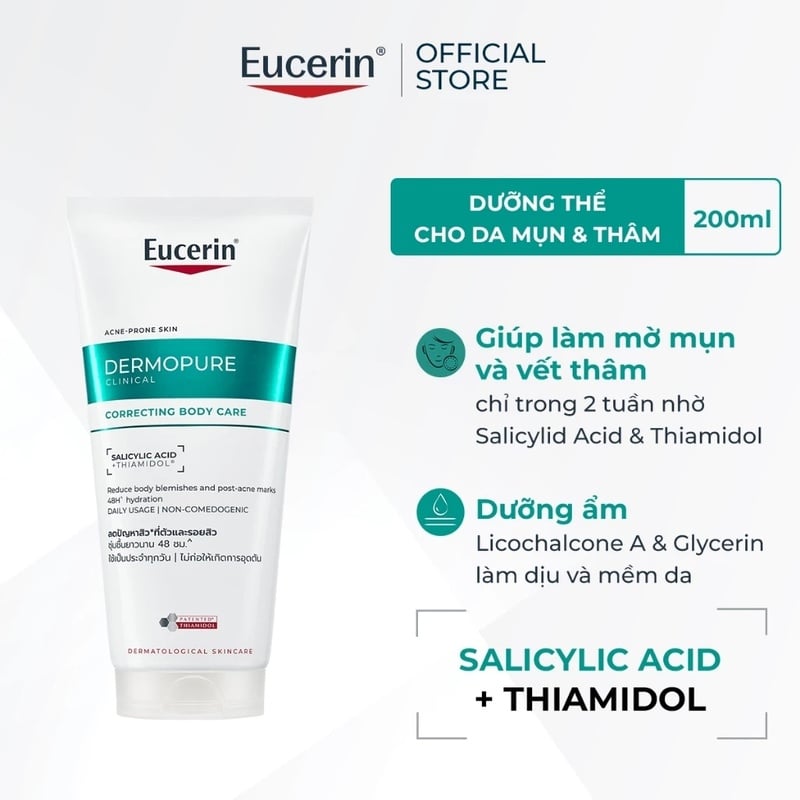 thegioiskinfood.com - Kem Dưỡng Thể Cho Da Mụn Thâm Eucerin Dermopure Clinical Correcting Body Care 200ml