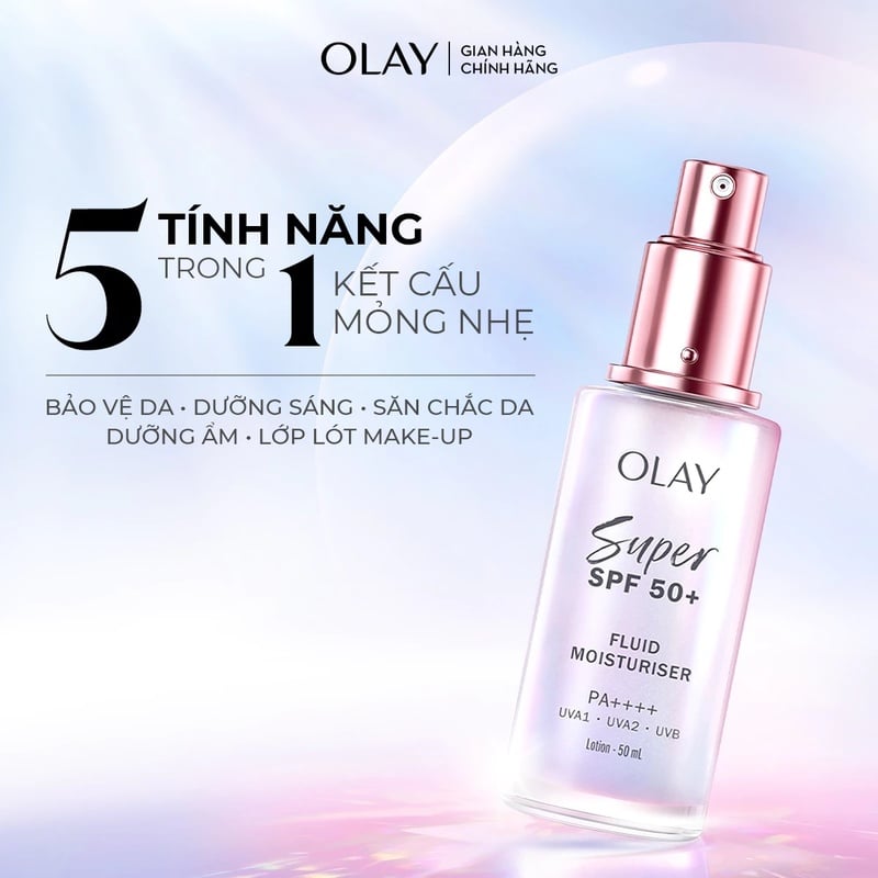Kem Dưỡng Sáng Da, Chống Nắng Olay Super SPF50+ Fluid Moisturiser PA++++ 50ml