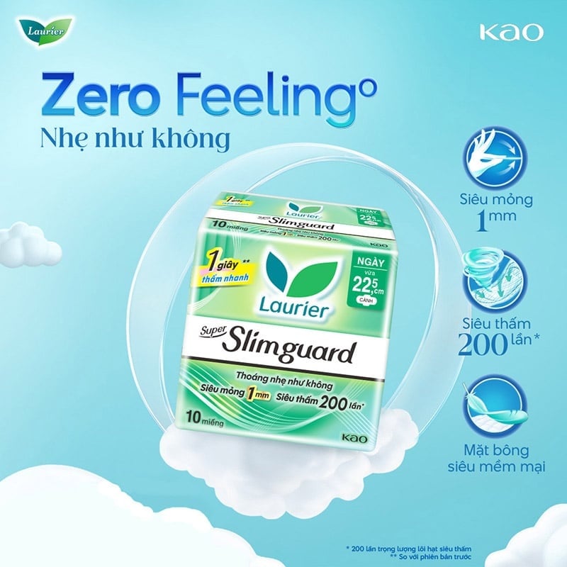 thegioiskinfood.com - Băng Vệ Sinh Laurier Siêu Mỏng Bảo Vệ Super Slimguard 22,5cm - 10 Miếng