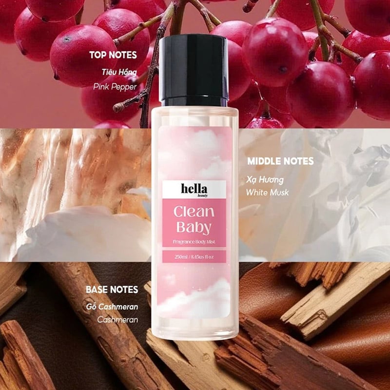 thegioiskinfood.com - Xịt Thơm Hella Beauty Body Mist #Clean Baby