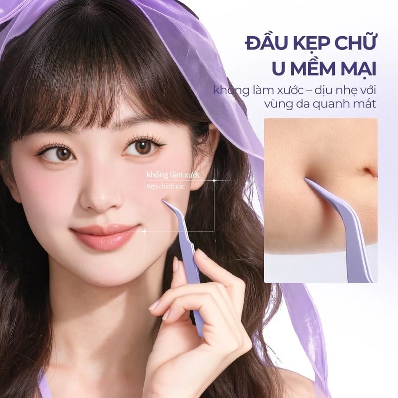 thegioiskinfood.com - Nhíp Gắp Mi Chuyên Dụng Chống Dính&nbsp;Mlen Diary Purple Non-stick Tweezers