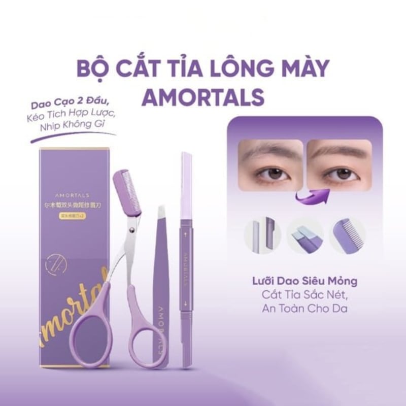 Bộ Dụng Cụ Tỉa Lông Mày Amortals Eyebrow Refining Trimmer 3-Piece Set
