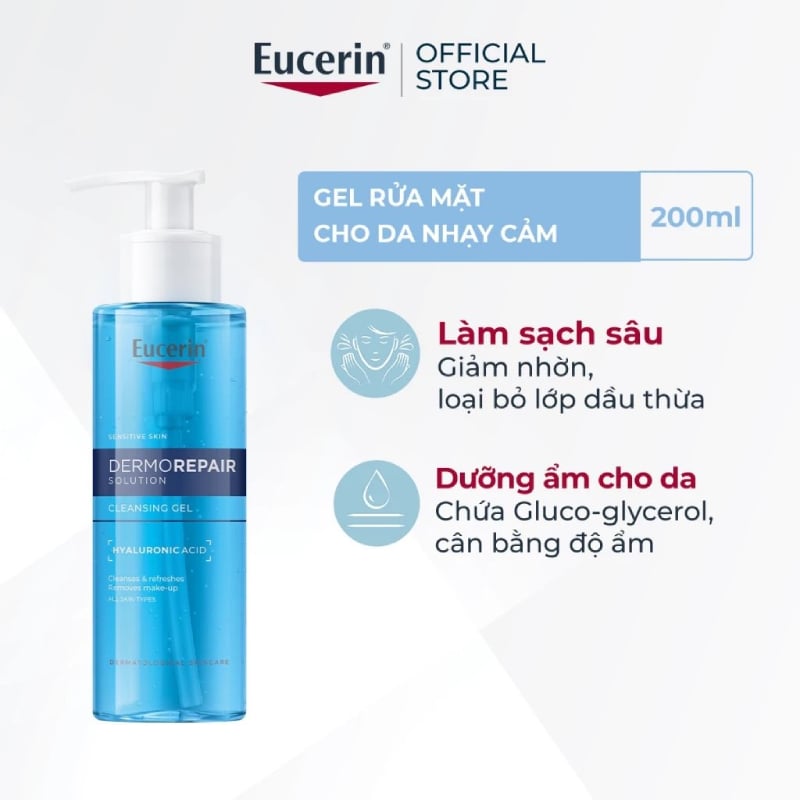 Gel Rửa Mặt Eucerin Dịu Nhẹ Cho Da Nhạy Cảm Eucerin Dermorepair Solution Cleansing Gel 200ml