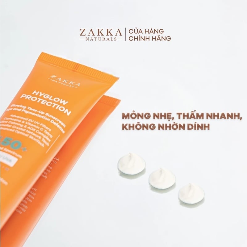 thegioiskinfood.com - Kem Chống Nắng Phổ Rộng Nâng Tông Sáng Da Zakka Naturals Hyglow Protection Glowing Tone-Up Sunscreen Age and Pigmentation Defense 45ml