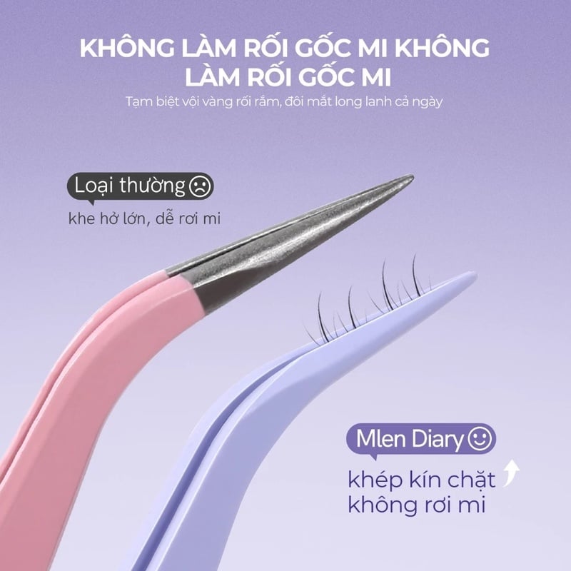 thegioiskinfood.com - Nhíp Gắp Mi Chuyên Dụng Chống Dính&nbsp;Mlen Diary Purple Non-stick Tweezers