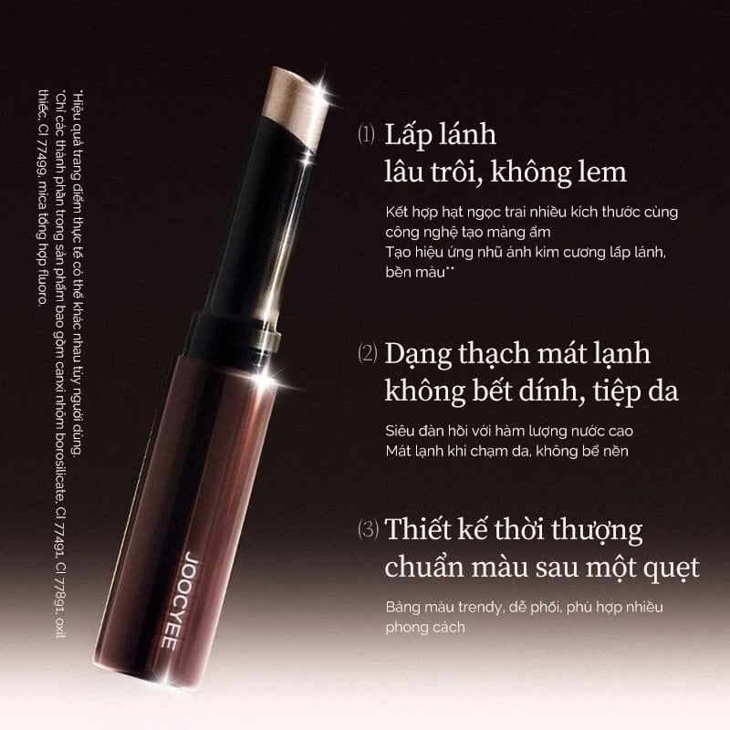 Thỏi Nhũ Mắt & Bắt Sáng Dạng Thạch Joocyee Jelly Eyeshadow Stick 2g #D12