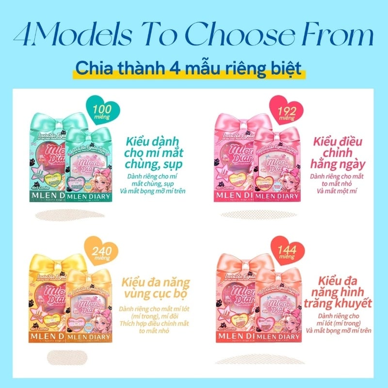Miếng Dán Kích Mí Lưới Mlen Diary Invisible Eyelid Tape