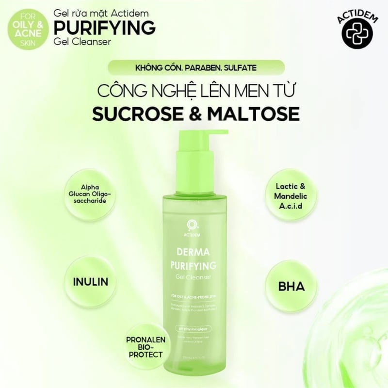 Gel Rửa Mặt Actidem Derma pH/Sensitive/Purifying Gel Cleanser 150ml/200ml