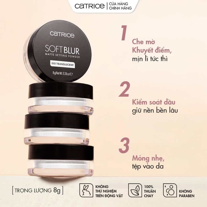 thegioiskinfood.com - Phấn Phủ Catrice Mỏng Nhẹ Kiềm Dầu Soft Blur Matte Setting Powder 8g