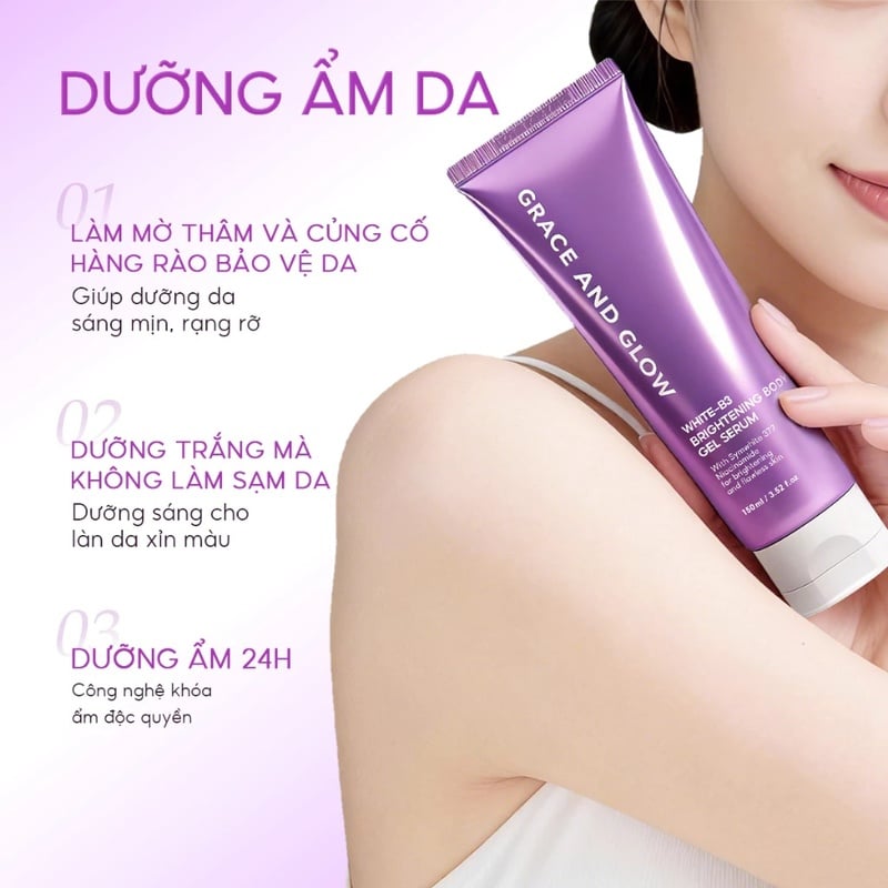 thegioiskinfood.com - Sữa Dưỡng Thể Dạng Gel Dưỡng Ẩm, Làm Sáng Da Grace And Glow Black Opium White-B3 Bright Body Gel Serum 150ml