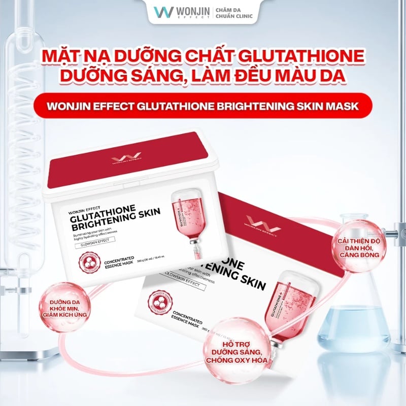 thegioiskinfood.com - Mặt Nạ Hỗ Trợ Dưỡng Sáng Da Wonjin Effect Glutathone Brightening Skin Mask 350g - hộp 30 miếng