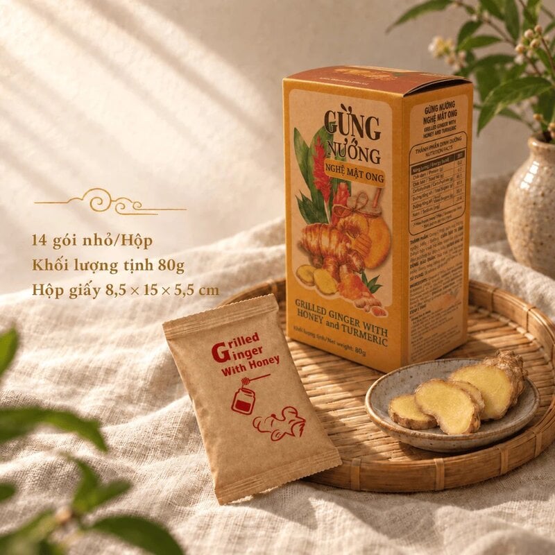 Hộp Gừng Nướng Nghệ Mật Ong Nam Xanh JSC 80g