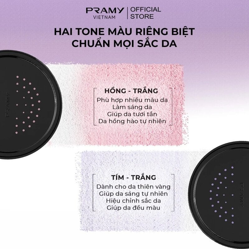 Phấn Phủ Dạng Bột Hiệu Chỉnh Sắc Da, Mỏng Nhẹ Pramy XL Dual-Color Loose Powder 28g