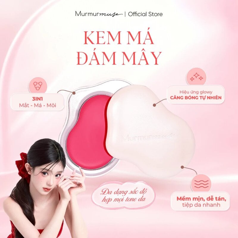 Má Hồng Kem Căng Bóng Murmurmuse Radiance Cream Blush 2.2g