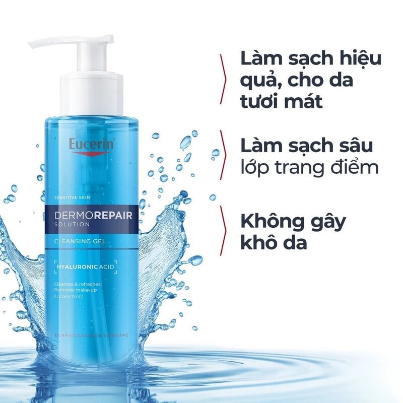 Gel Rửa Mặt Eucerin Dịu Nhẹ Cho Da Nhạy Cảm Eucerin Dermorepair Solution Cleansing Gel 200ml