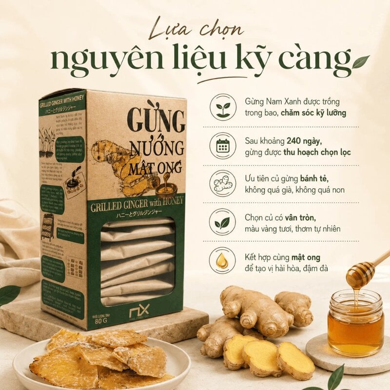 Hộp Gừng Nướng Mật Ong Nam Xanh JSC 80g