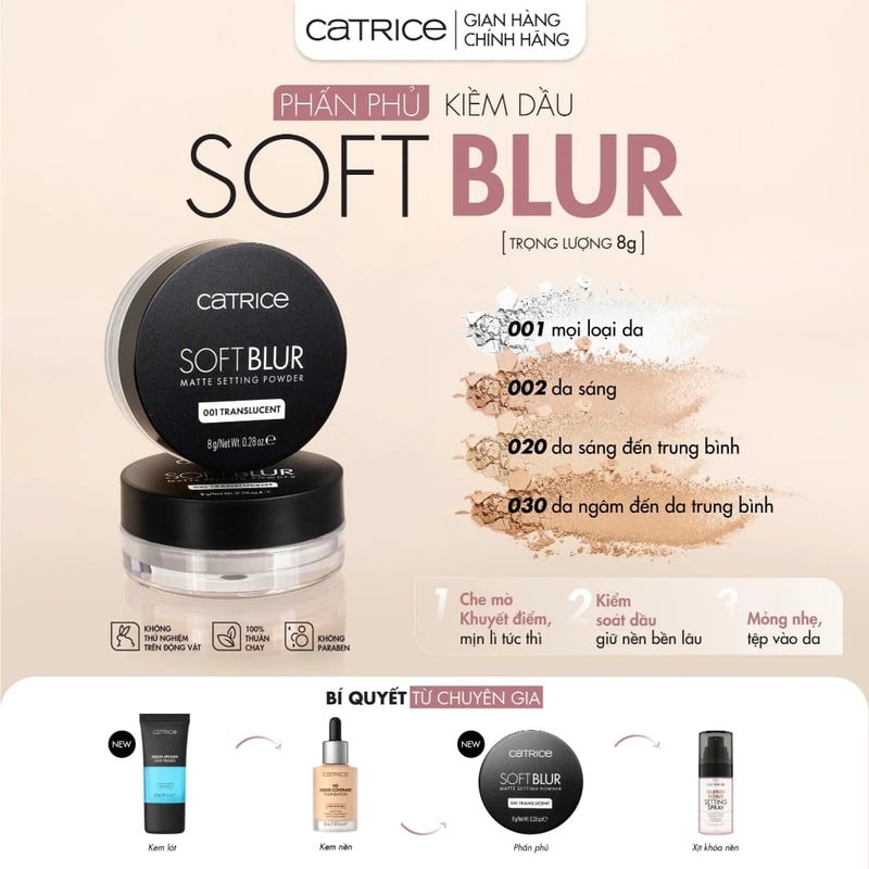 thegioiskinfood.com - Phấn Phủ Catrice Mỏng Nhẹ Kiềm Dầu Soft Blur Matte Setting Powder 8g