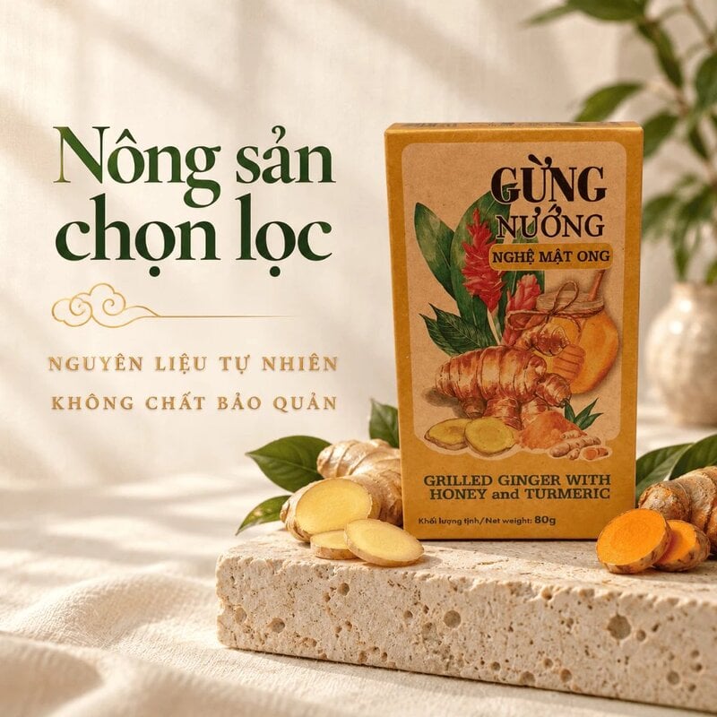 Hộp Gừng Nướng Nghệ Mật Ong Nam Xanh JSC 80g