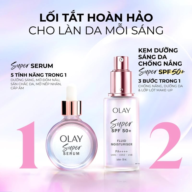 Kem Dưỡng Sáng Da, Chống Nắng Olay Super SPF50+ Fluid Moisturiser PA++++ 50ml