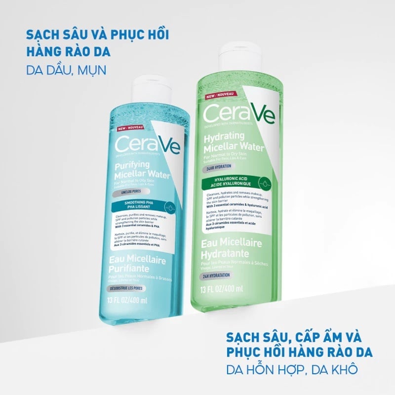 Nước Tẩy Trang Sạch Sâu Dịu Nhẹ Cho Da Dầu Cerave Developed With Dermatologists Purifying Micellar Water 400ml