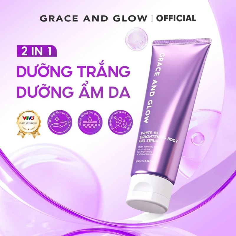 thegioiskinfood.com - Sữa Dưỡng Thể Dạng Gel Dưỡng Ẩm, Làm Sáng Da Grace And Glow Black Opium White-B3 Bright Body Gel Serum 150ml