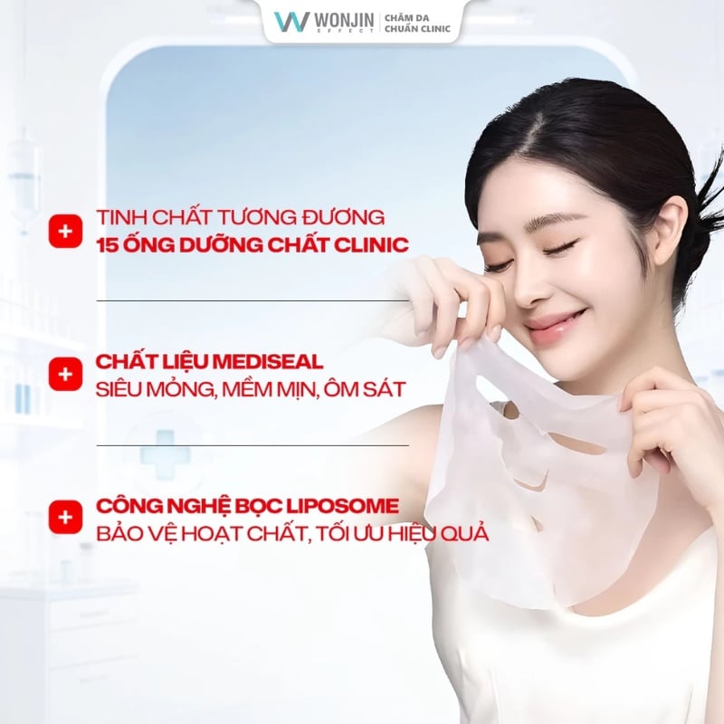thegioiskinfood.com - Mặt Nạ Hỗ Trợ Dưỡng Sáng Da Wonjin Effect Glutathone Brightening Skin Mask 350g - hộp 30 miếng