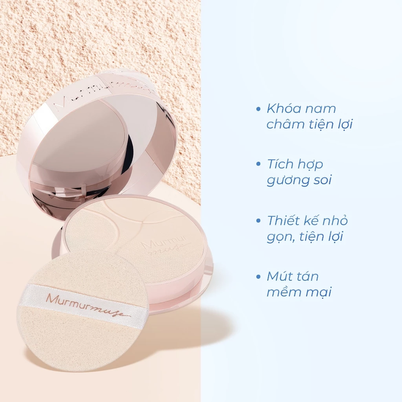 Phấn Phủ Nén, Mỏng Nhẹ, Che Phủ Tốt, Kiềm Dầu Murmurmuse Light and Transparent Pressed Powder 8g