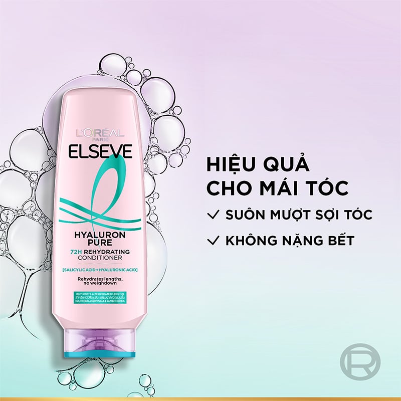 thegioiskinfood.com - Dầu Gội, Dầu Xả Dưỡng Tóc Phồng Bồng Bềnh Cho Da Đầu Dầu & Thường L'oreal Elseve Hyaluron Pure 72H