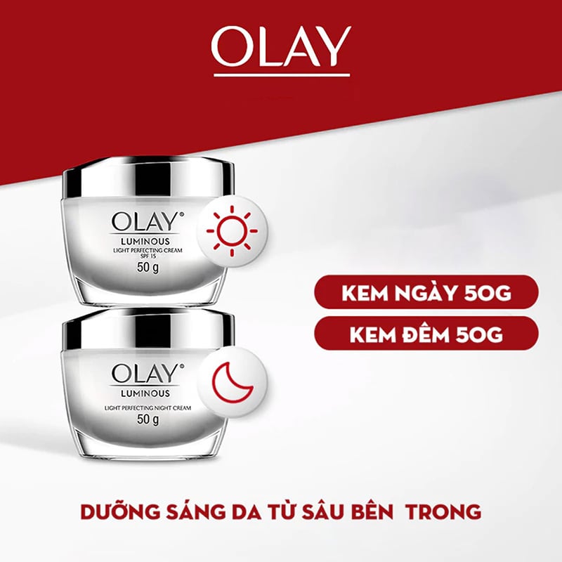 thegioiskinfood.com - Kem Dưỡng Olay Sáng Da Ngày & Đêm Luminous Light Perfecting Cream 50g