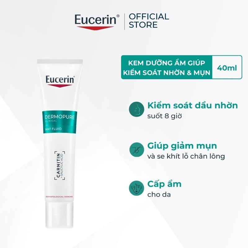 thegioiskinfood.com - Kem Dưỡng Eucerin Kiểm Soát Dầu, Cải Thiện Mụn Dermopure Clinical Mat Fluid