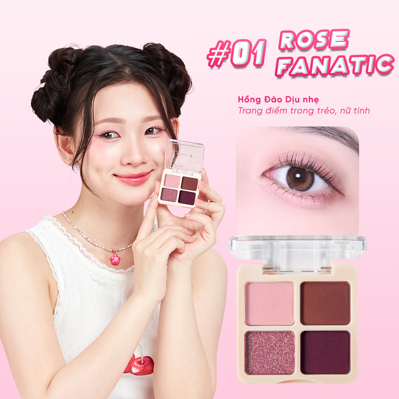 Tên sản phẩm:&nbsp;Bảng Phấn Mắt 4 Ô Silkygirl i-Pocket Shadow Quad 4g  Kết cấu:&nbsp;Dạng phấn  Dung tích:&nbsp;4g  Nơi sản xuất:&nbsp;Trung Quốc  Hạn sử dụng: 3 năm kể từ ngày sản xuất in trên bao bì  Thương hiệu: Silkygirl (Malaysia)  1. Thông tin sản phẩm  Bảng Phấn Mắt 4 Ô Silkygirl i-Pocket Shadow Quad&nbsp;là phấn mắt&nbsp;đến từ&nbsp;thương hiệu Silkygirl. Với&nbsp;chất phấn mịn, dễ tán, lên màu rõ, bền lâu dễ dàng layer nhiều lớp mà không bết dính và lên màu chuẩn giúp mang lại đôi mắt lung linh cuốn hút.  2. Bảng màu của Bảng Phấn Mắt 4 Ô Silkygirl i-Pocket Shadow Quad  Bảng Phấn Mắt 4 Ô Silkygirl i-Pocket Shadow Quad&nbsp;hiện đã có tại&nbsp;Thế giới Skinfood&nbsp;với những màu sau:  01 ROSE FANATIC: Hồng đào dịu nhẹ - Trang điểm trong trẻo, nữ tính&nbsp;  02 SMOKEY GLAZE: &nbsp;Nâu khói ánh nhũ hồng - Tạo chiều sâu, cuốn hút&nbsp;  03 LUSH CHIC: Cam nâu thời thượng - Dễ dùng hằng ngày, tôn da&nbsp;  3. Ưu điểm của Bảng Phấn Mắt 9 Ô Silkygirl Glow Up 9-Color Palette Bảng Phấn Mắt 9 Ô Silkygirl Glow Up 9-Color Palette&nbsp;hiện đã có tại&nbsp;Thế giới Skinfood&nbsp;có những đặc trưng nổi bật như sau:&nbsp;  Chất phấn mịn, dễ tán: Mềm mượt trên da, tán đều nhanh chóng. Hạn chế bột rơi, không vón Lên màu rõ, bền lâu: Màu sắc rõ ngay từ lần chạm đầu giữ lớp trang điểm suốt cả ngày  Bảng màu dễ dùng, dễ phối linh hoạt theo nhiều phong cách và phù hợp cả người mới bắt đầu&nbsp;  Vitamin E: Ngăn ngừa oxy hóa, dưỡng ẩm nhẹ, giúp da mềm mịn giúp nuôi dưỡng vùng da mí mắt mỏng manh mỗi khi sử dụng  Dịu nhẹ, an toàn: Không gây mụn, không bí da, phù hợp cả da nhạy cảm.  4. Đối tượng khuyên dùng:  Dành cho mọi loại da 5. Cách bảo quản  Nơi khô ráo thoáng mát.&nbsp;Tránh nhiệt độ cao hoặc ánh nắng trực tiếp.  Đậy nắp kín sau khi sử dụng.  6. Hướng dẫn sử dụng Thoa một lượng vừa phải lên mắt bằng cách sử dụng bằng đầu ngón tay, cọ hoặc mút trang điểm.. Thoa thêm một lần nữa nếu muốn sắc nét hơn.  7. Lưu ý khi sử dụng Tác dụng có thể khác nhau tùy cơ địa của người dùng  Màu sắc có thể khác nhau tùy thuộc vào ánh sáng, độ phân giải màn hình và sắc tố da  Tránh tiếp xúc với mắt Thế Giới Skinfood - Đại lý phân phối chính hãng các sản phẩm Silkygirl&nbsp;tại Việt Nam  Thế Giới Skinfood - Đơn vị cung cấp mỹ phẩm uy tín và chính hãng tại Việt Nam Thế Giới Skinfood&nbsp;ra đời vào năm 2013, là chuỗi cửa hàng quy tụ nhiều mỹ phẩm làm đẹp từ hơn 400 thương hiệu uy tín từ Hàn Quốc, Nhật Bản, Pháp, Hà Lan, … Với sự nỗ lực không ngừng và nhận được sự tin tưởng và ủng hộ đến nay Thế Giới Skinfood đã đạt được những con số không hề nhỏ trên các nền tảng:  Facebook: Hơn 2 triệu người theo dõi  Tiktok: Hơn 350 nghìn lượt theo dõi  Instagram: Hơn 260 nghìn lượt theo dõi  Shopee: Hơn 1.6 triệu người theo dõi  Thế Giới Skinfood&nbsp;cam kết mang đến đa dạng sản phẩm chính hãng 100% để nhu cầu mua sắm và làm đẹp của quý khách được đáp ứng tốt nhất.  