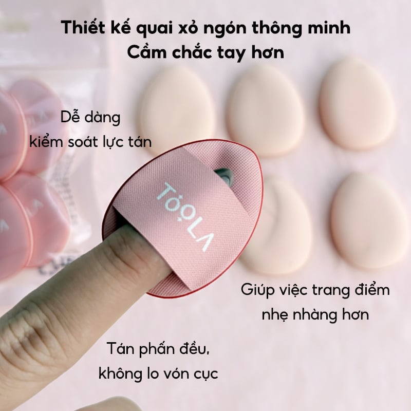 thegioiskinfood.com - Bông Mút Trang Điểm Mini Xỏ Ngón, Che Khuyết Điểm, Tán Má Hồng TOOLA Makeup Puff Set - BT-TLA104