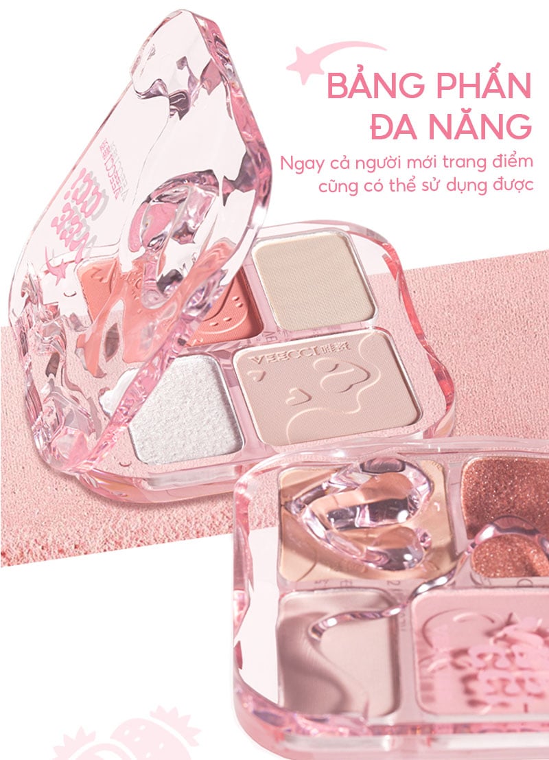 thegioiskinfood.com - Bảng Phấn Má Hồng & Bắt Sáng 4 Trong 1 VEECCI Easy Blend Face Contouring Palette VE01