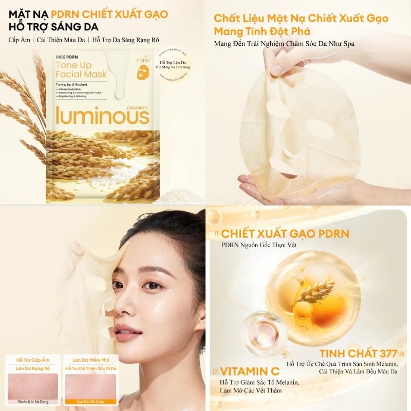thegioiskinfood.com - Mặt Nạ Dưỡng Da PDRN Hỗ Trợ Dưỡng Ẩm, Căng Bóng Da Colorkey Luminous Facial Mask 25ml