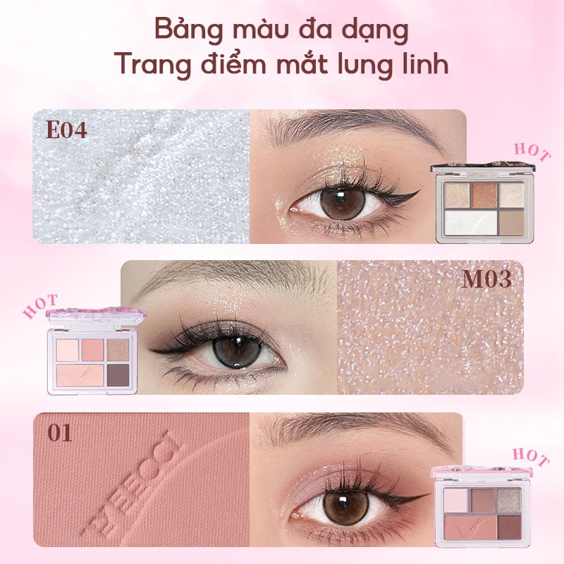 thegioiskinfood.com - Bảng Phấn Mắt 5 Ô Màu&nbsp;VEECCI Fantasy Dream 5-Color Eyeshadow Palette 5.2g