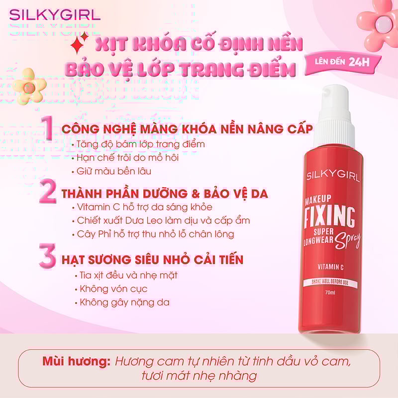 thegioiskinfood.com - Xịt Cố Định Lớp Trang Điểm Silkygirl Makep Setting Spray