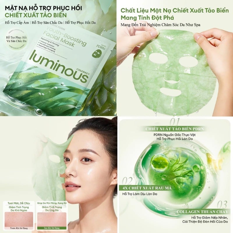 thegioiskinfood.com - Mặt Nạ Dưỡng Da PDRN Hỗ Trợ Dưỡng Ẩm, Căng Bóng Da Colorkey Luminous Facial Mask 25ml