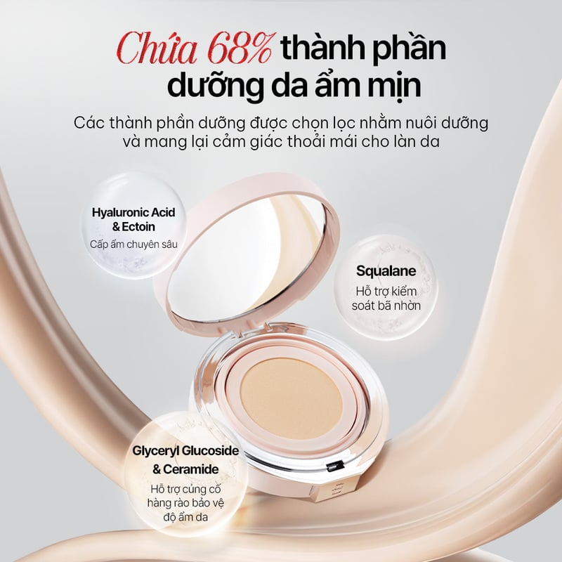 Phấn Nước Chống Nắng & Che Khuyết Điểm B.O.M Glow Layer Mesh Cushion SPF 50+ PA++++ 18g