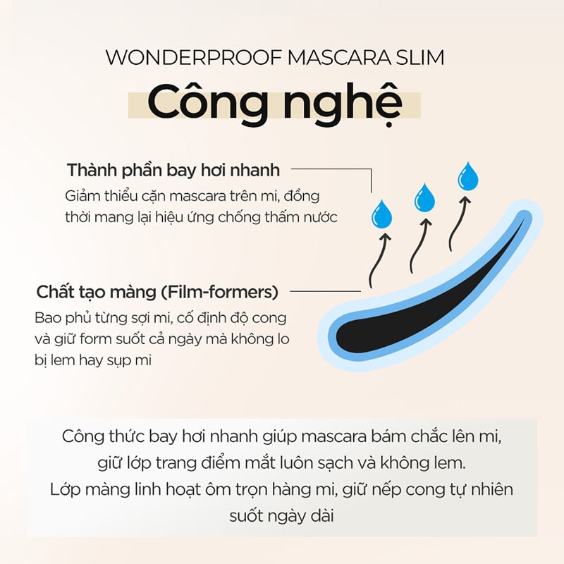 thegioiskinfood.com - Mascara Chuốt Mi Đầu Cọ Mảnh B.O.M Wonderproof Mascara Slim 4.5g #01 Hyper Black
