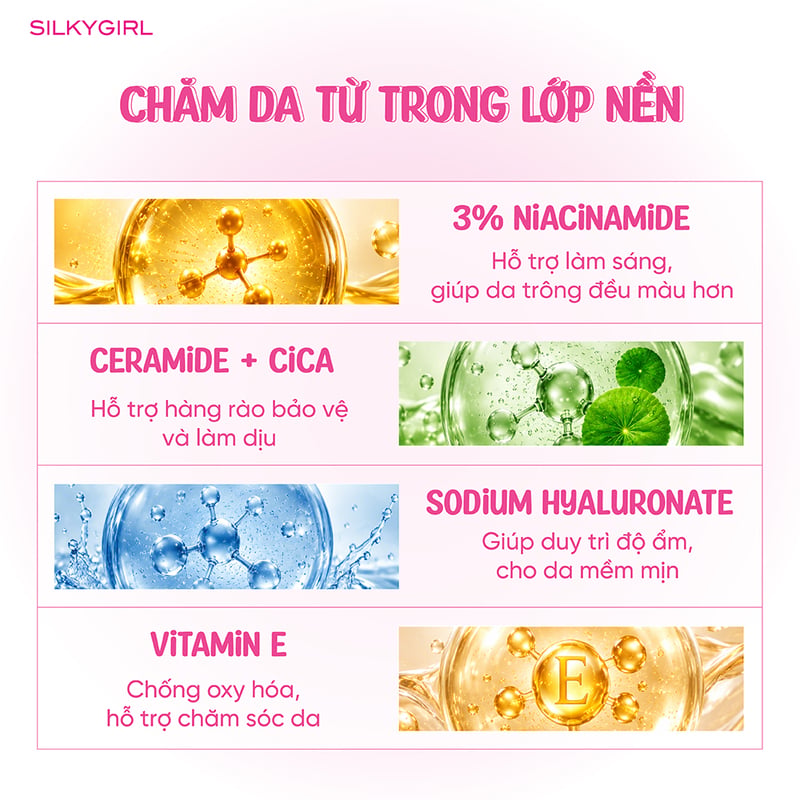 Kem Nền Dưỡng Da Che Phủ Lâu Trôi Silkygirl Serum Foundation 28ml