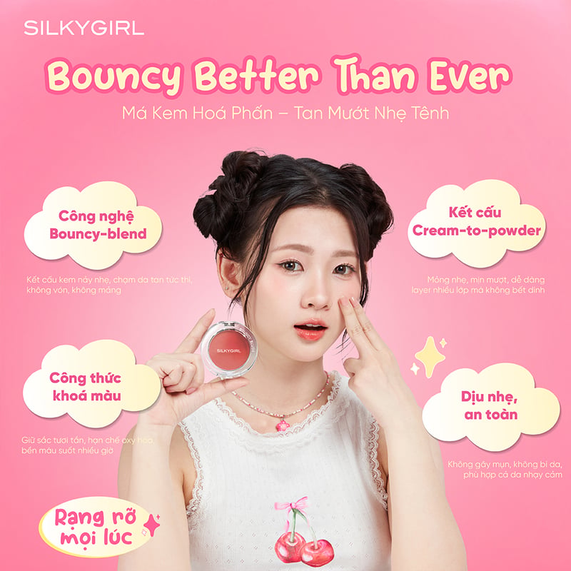 Phấn Má Hồng Mịn Lì Silkygirl Bouncy Blush 5g
