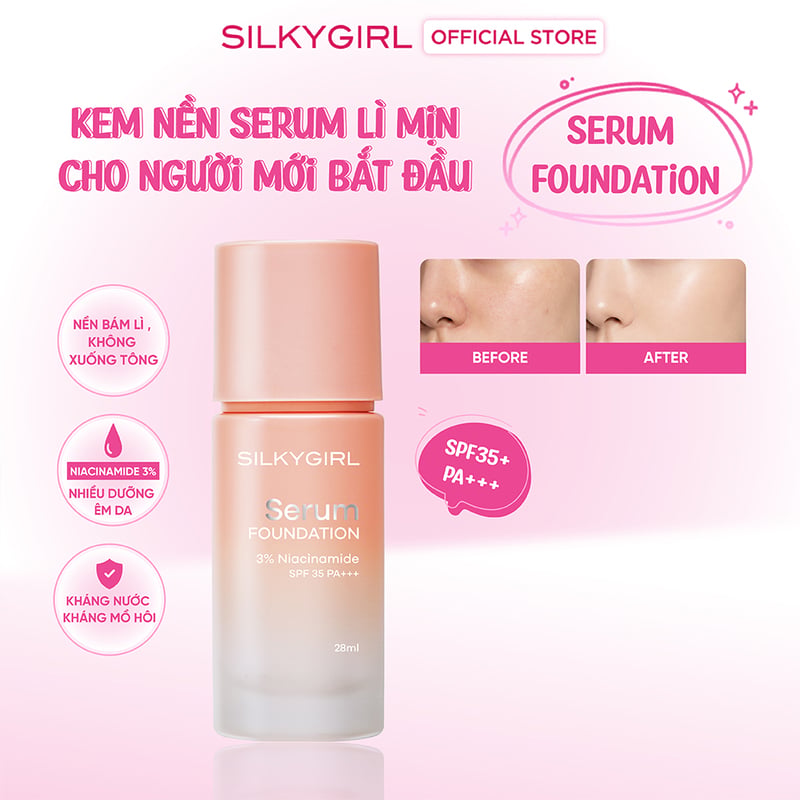 Kem Nền Dưỡng Da Che Phủ Lâu Trôi Silkygirl Serum Foundation 28ml