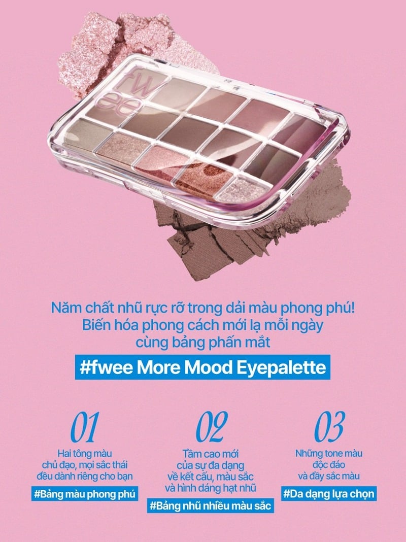 thegioiskinfood.com - Bảng Phấn Mắt 15 Ô Fwee More Mood Eyeshadow Palette 12g