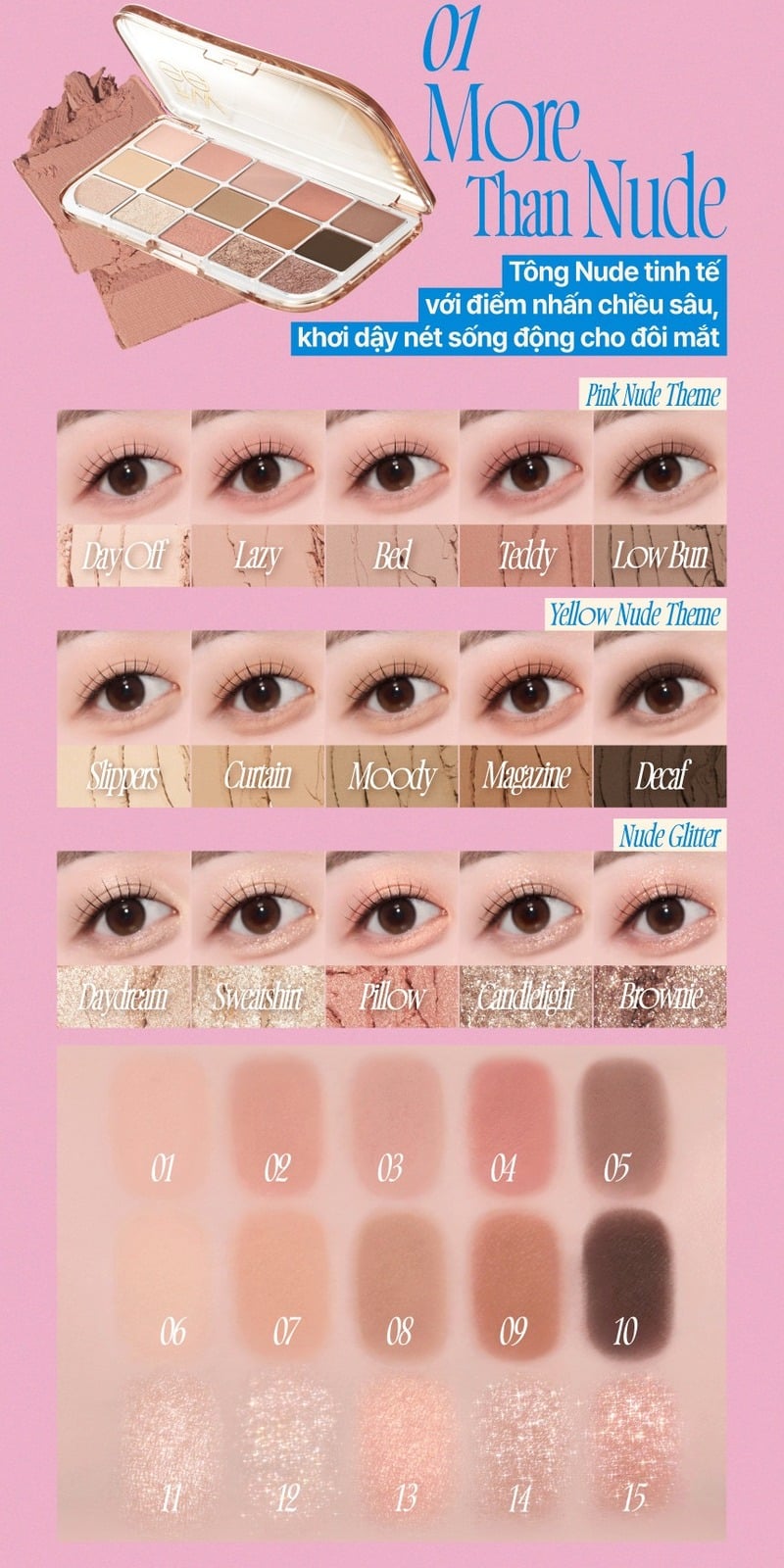 thegioiskinfood.com - Bảng Phấn Mắt 15 Ô Fwee More Mood Eyeshadow Palette 12g