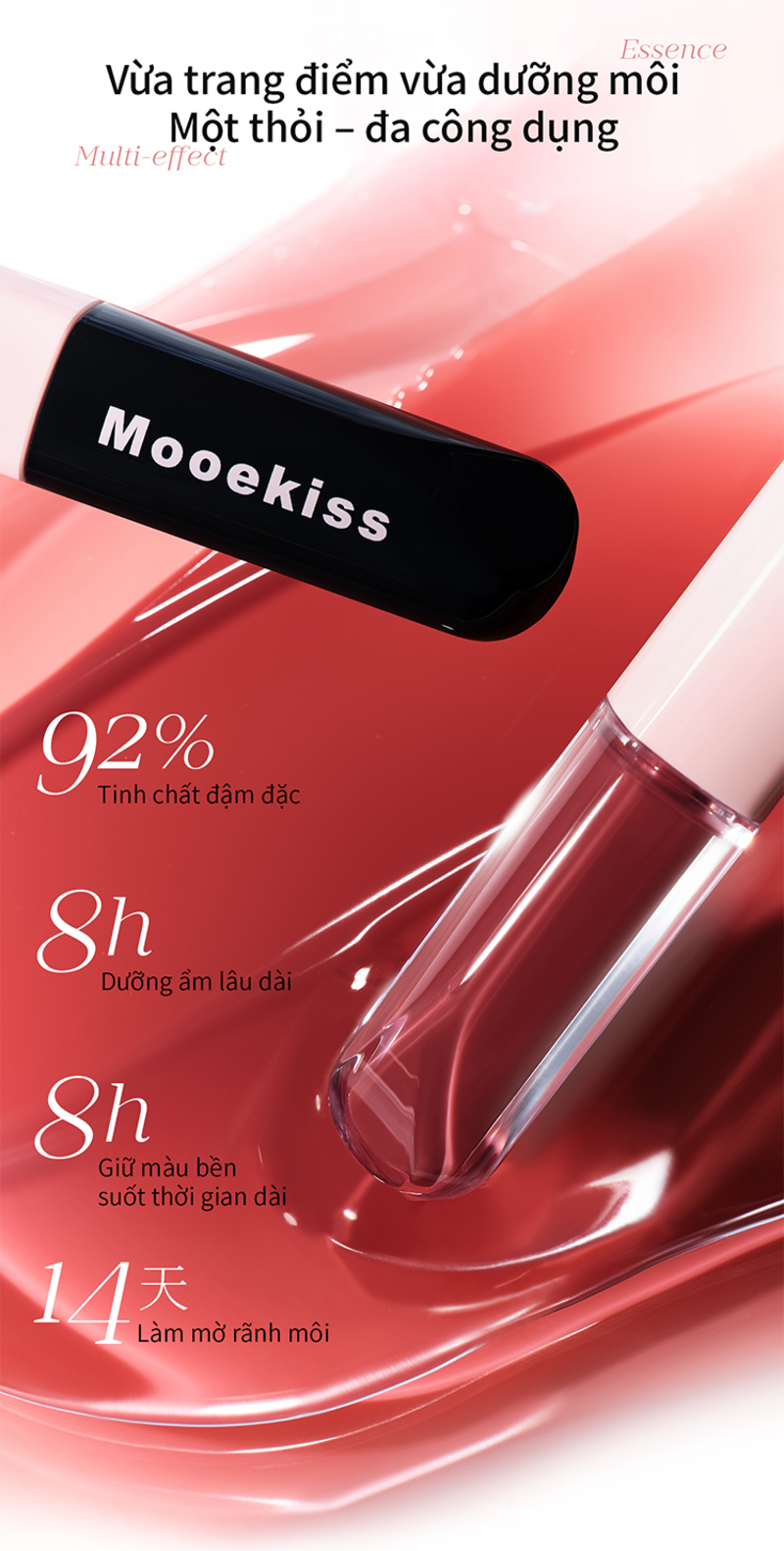 thegioiskinfood.com - Son Môi 2 Đầu Bóng Lì Mooekiss Dual Effect Essence Lip Gloss
