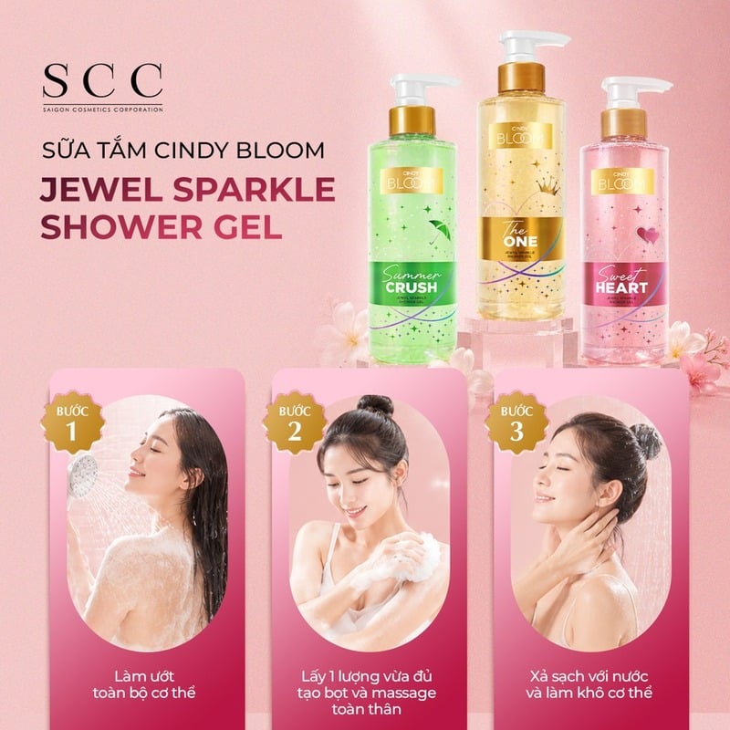 Sữa Tắm Nước Hoa Hỗ Trợ Dưỡng Ẩm Và Dưỡng Sáng Cindy Bloom Jewel Sparkle Shower Gel Cindy Bloom 480g