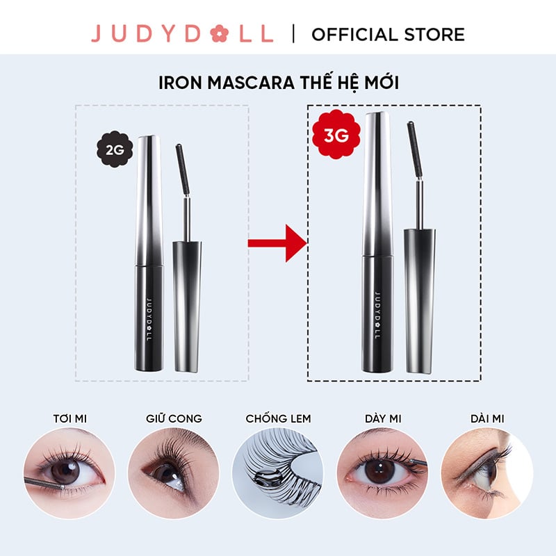thegioiskinfood.com - Mascara Judydoll Làm Cong, Dài & Tơi Mi, Chống Nước Curling Iron Mascara 3g